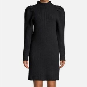 Sandro high neck puff sleeve sweater dress